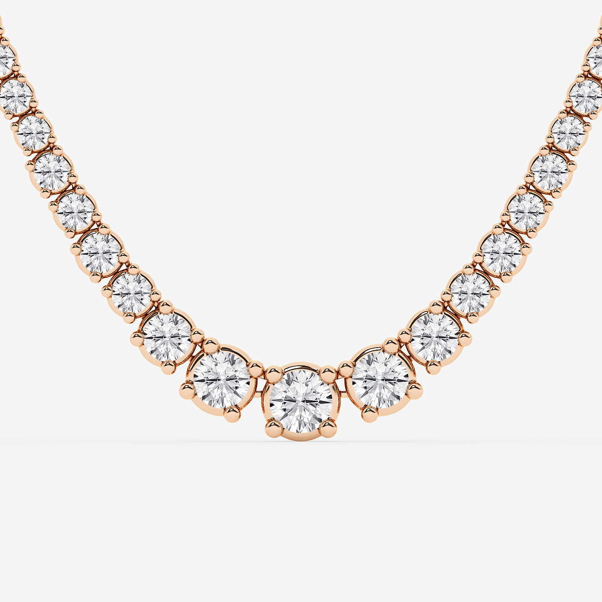 Additional Image 1 for  15 ctw Round Lab Grown Diamond Four Prong Graduated Tennis Necklace